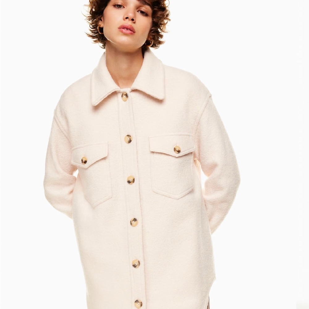 Aritzia Wilfred Free Ganna 100% Merino Wool Shacket- BROWN